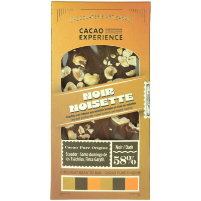 Noir Noisette chocolat Ecuador 58%, Cacao Expérience